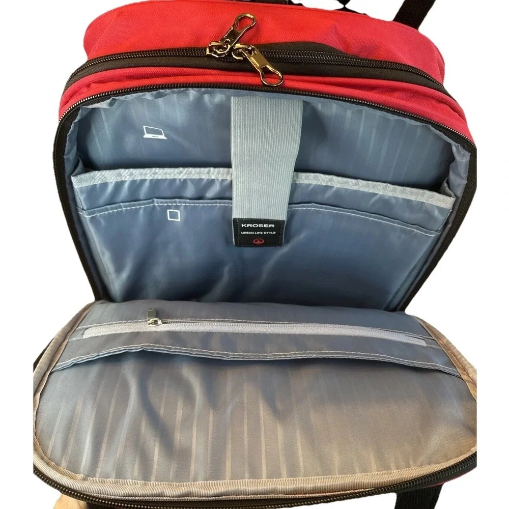 KROSER Carry On Multi-Functional, 16-inch Lightweight Overnight Suitcase - Red